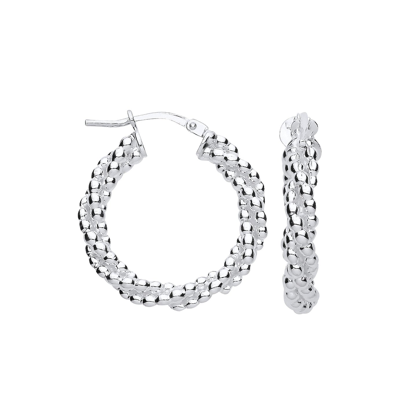 Silver 22mm Beaded Hoop Earrings