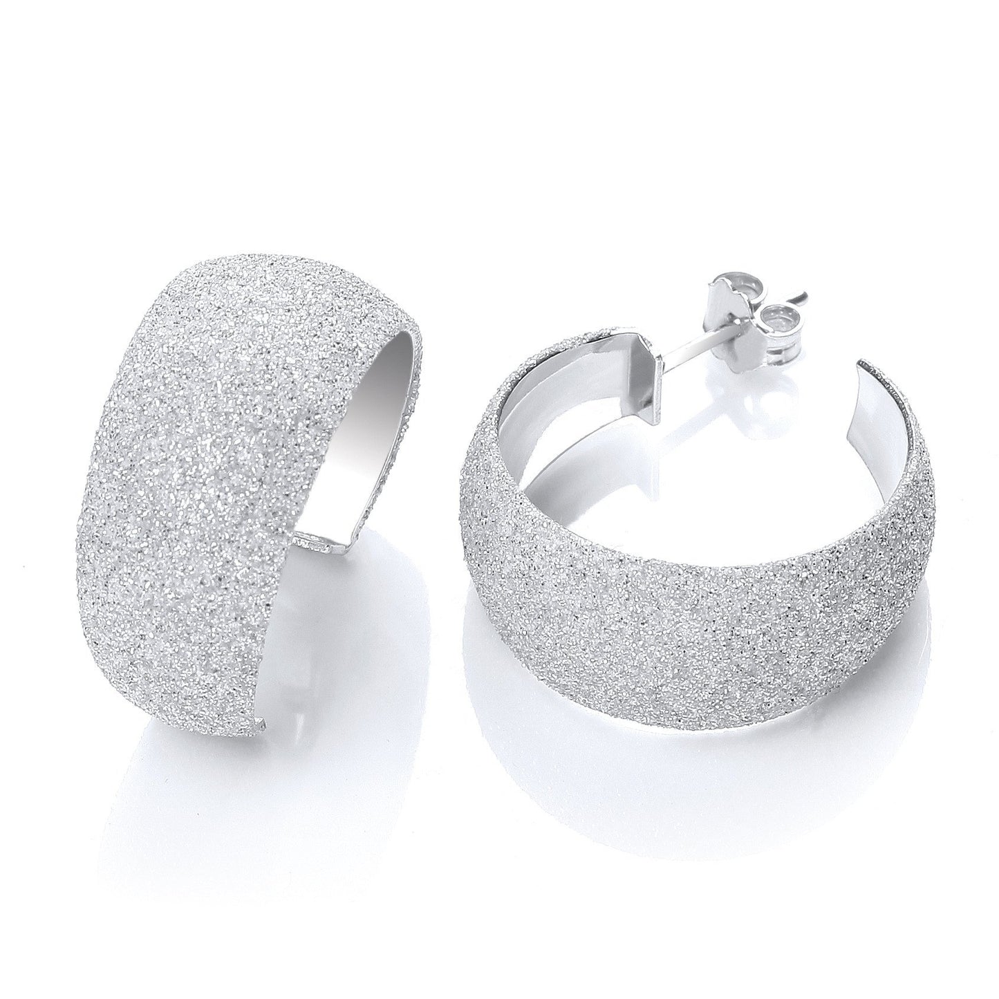 Moondust Finish Silver Colour Rhodium Plated Earrings