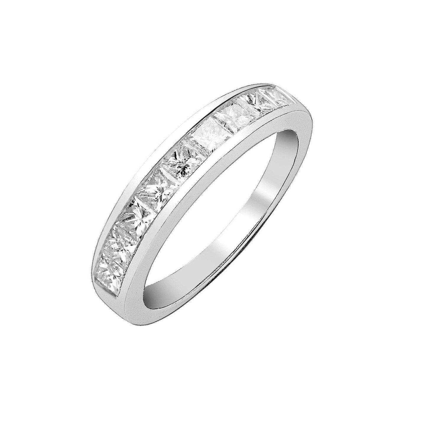 Platinum 1.00ct G/H-VS Princess Cut Eternity Diamond Ring