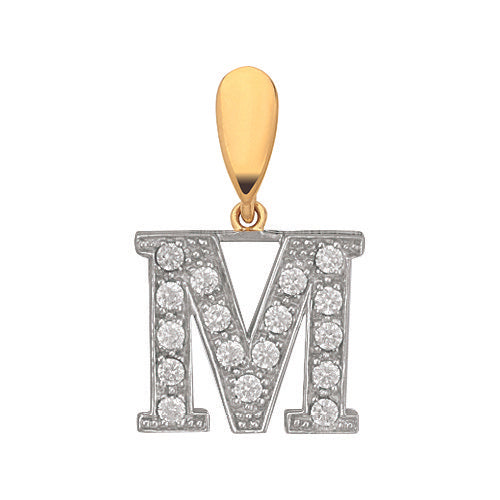 Yellow Gold Large Cubic Zirconia Initial Pendants