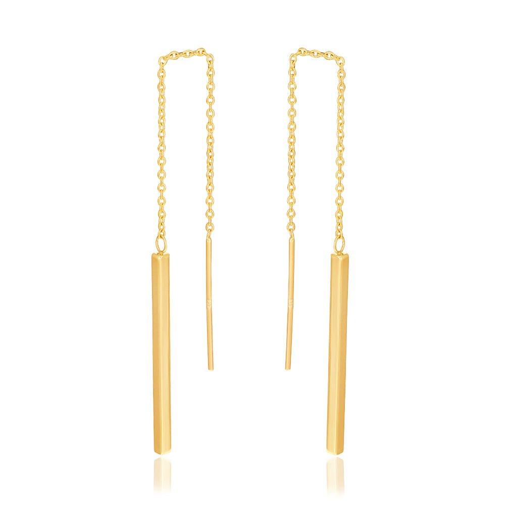 Yellow Gold Chain Drop Threader Earrings