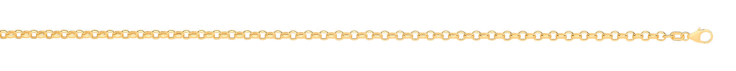 14ct Yellow Gold Hollow Round Diamond Cut Belcher 3.3mm Chain
