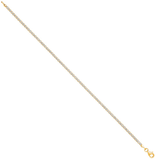 Yellow Gold 2.1mm Round Cubic Zirconia Ladies Tennis Bracelet
