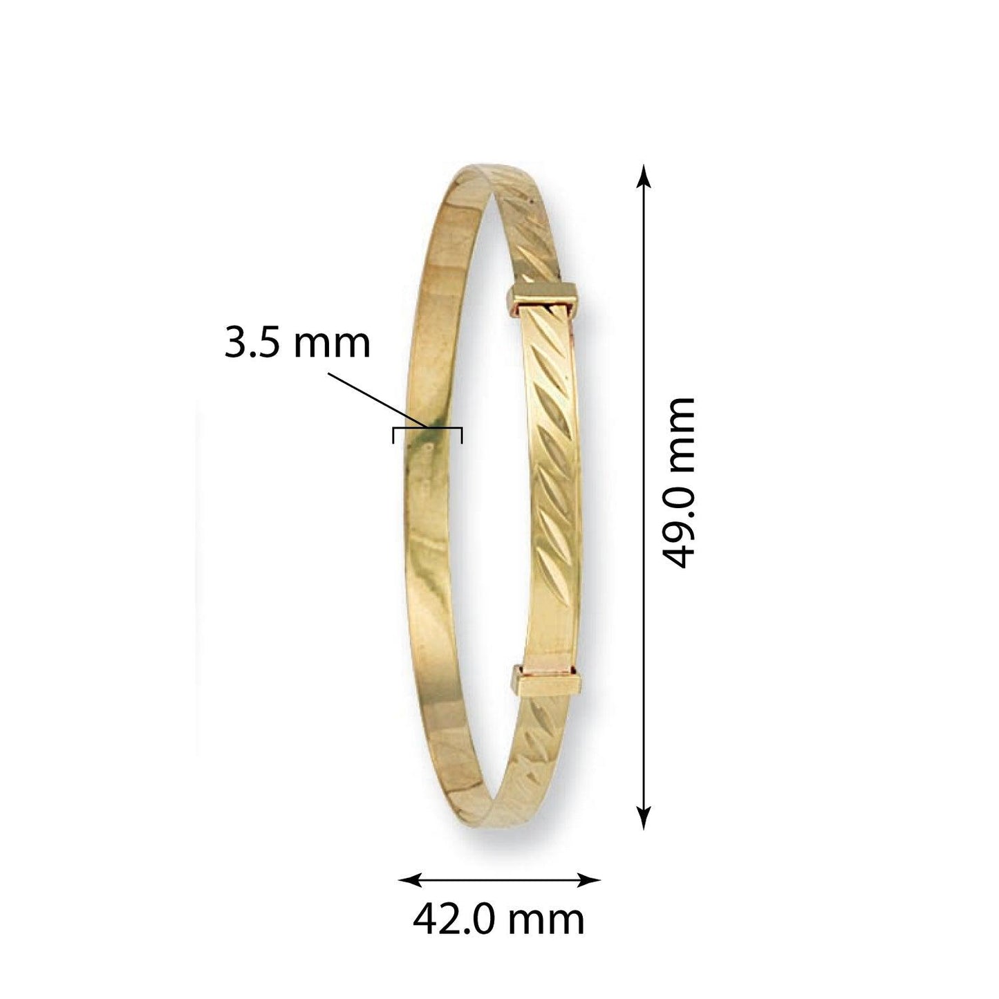 Yellow Gold Diamond Cut Expandable Baby Bangle - 41.9mm