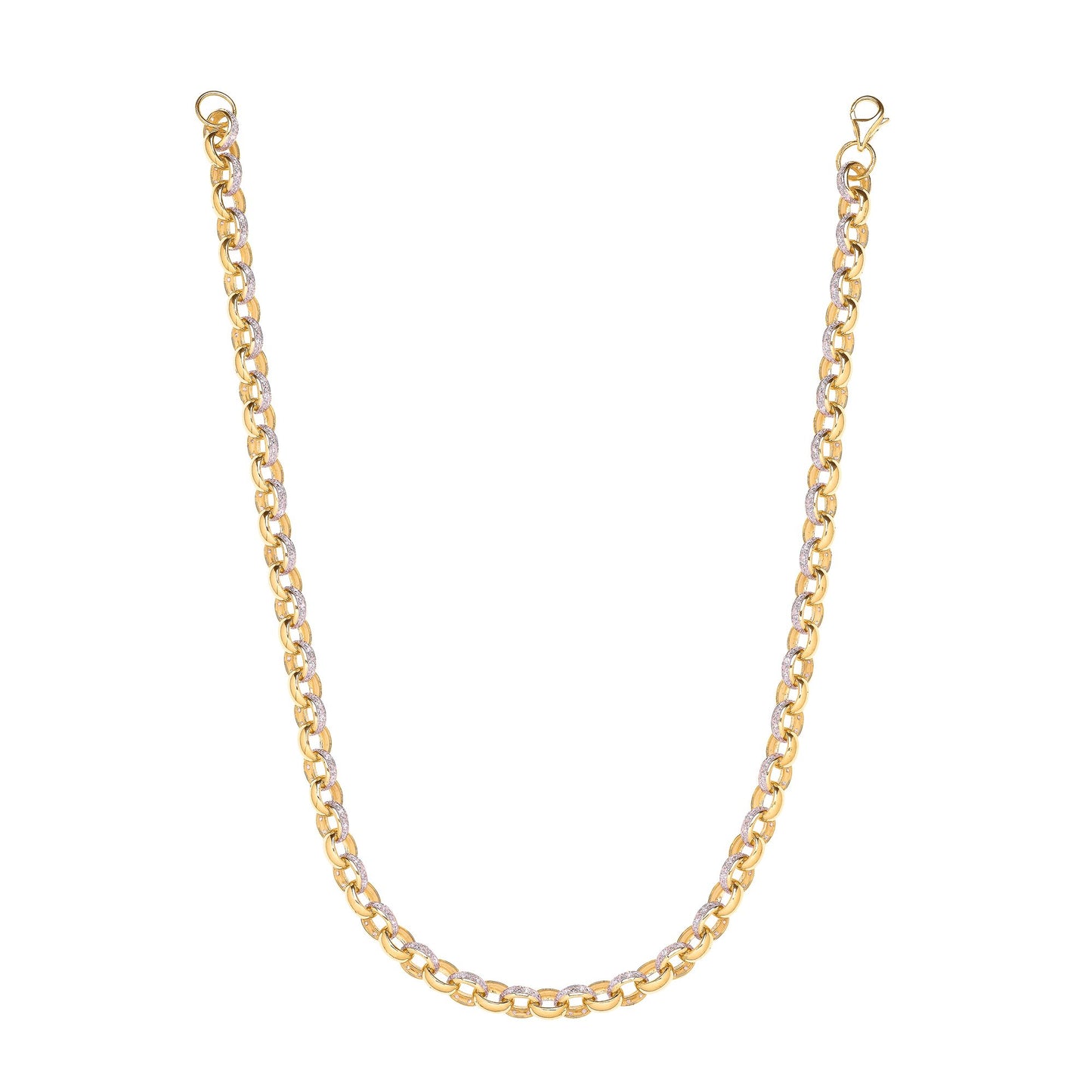 Yellow Gold 10.0mm Plain & Cubic Zirconia Belcher Chain