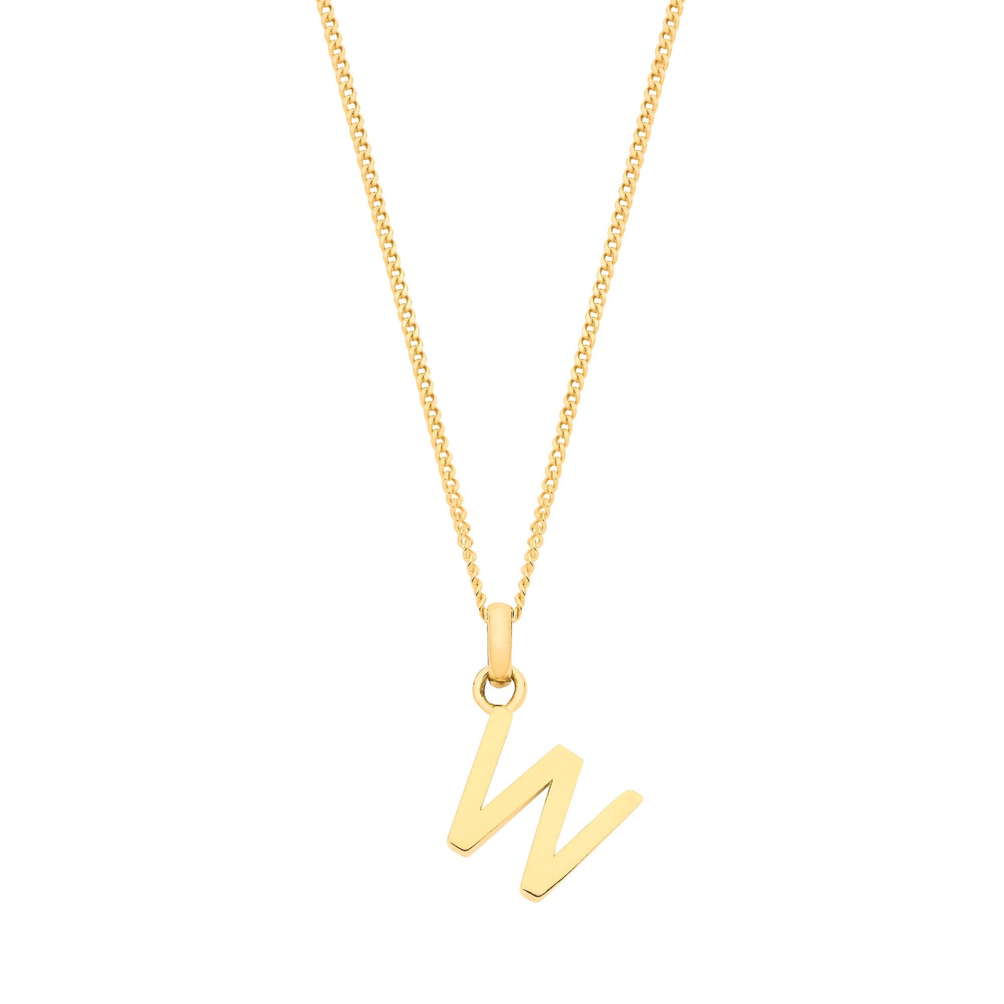 Yellow Gold Small Plain Initial on 18" Curb Chain