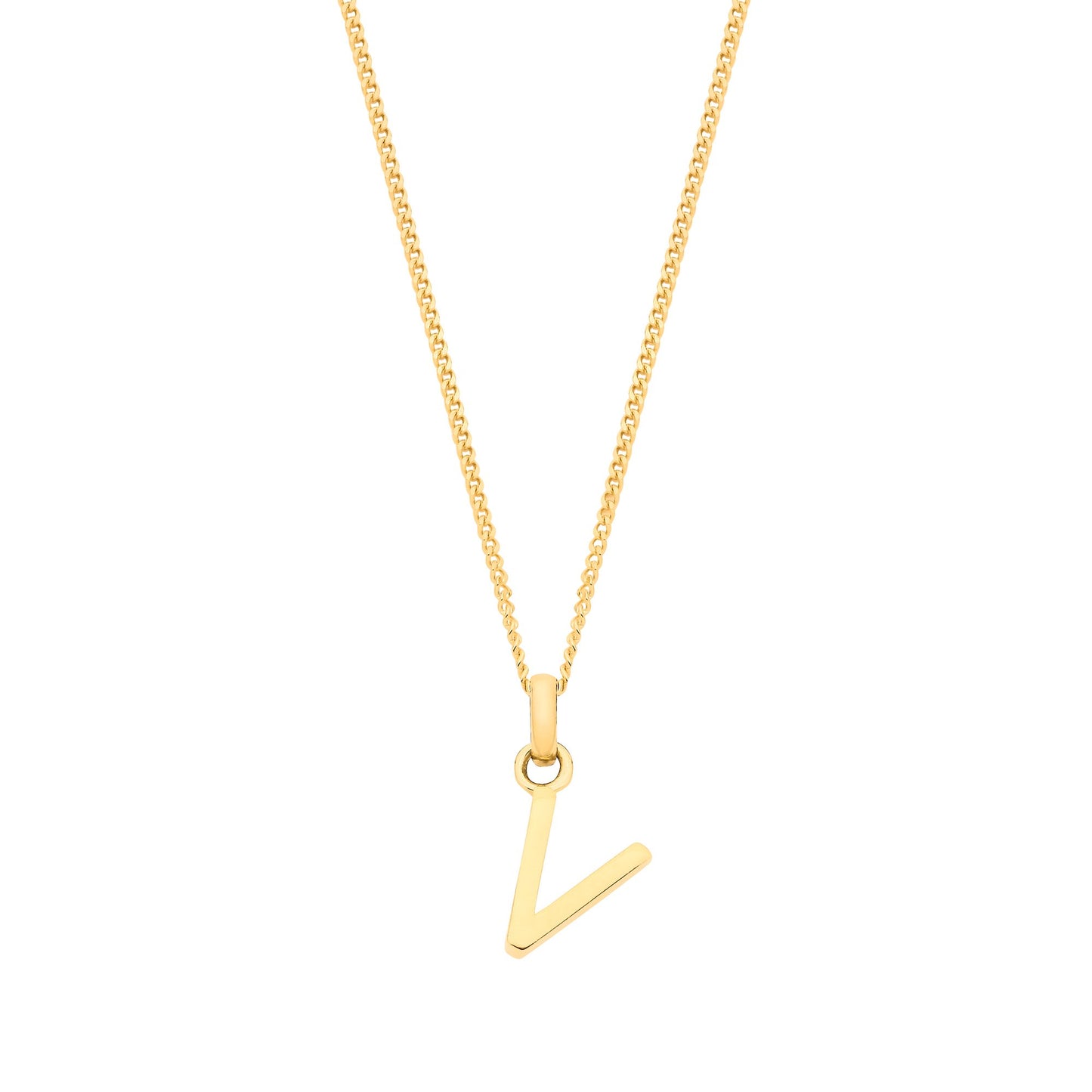 Yellow Gold Small Plain Initial on 18" Curb Chain