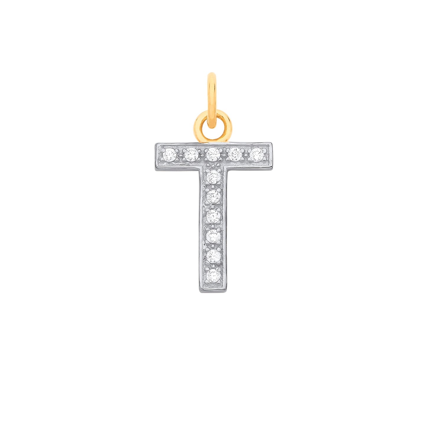 Yellow Gold Medium Cubic Zirconia Initial Pendants