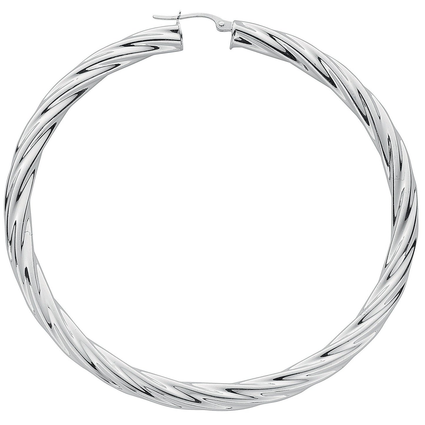 Silver Twisted Hoop Earrings - 5.1mm - 15.4g