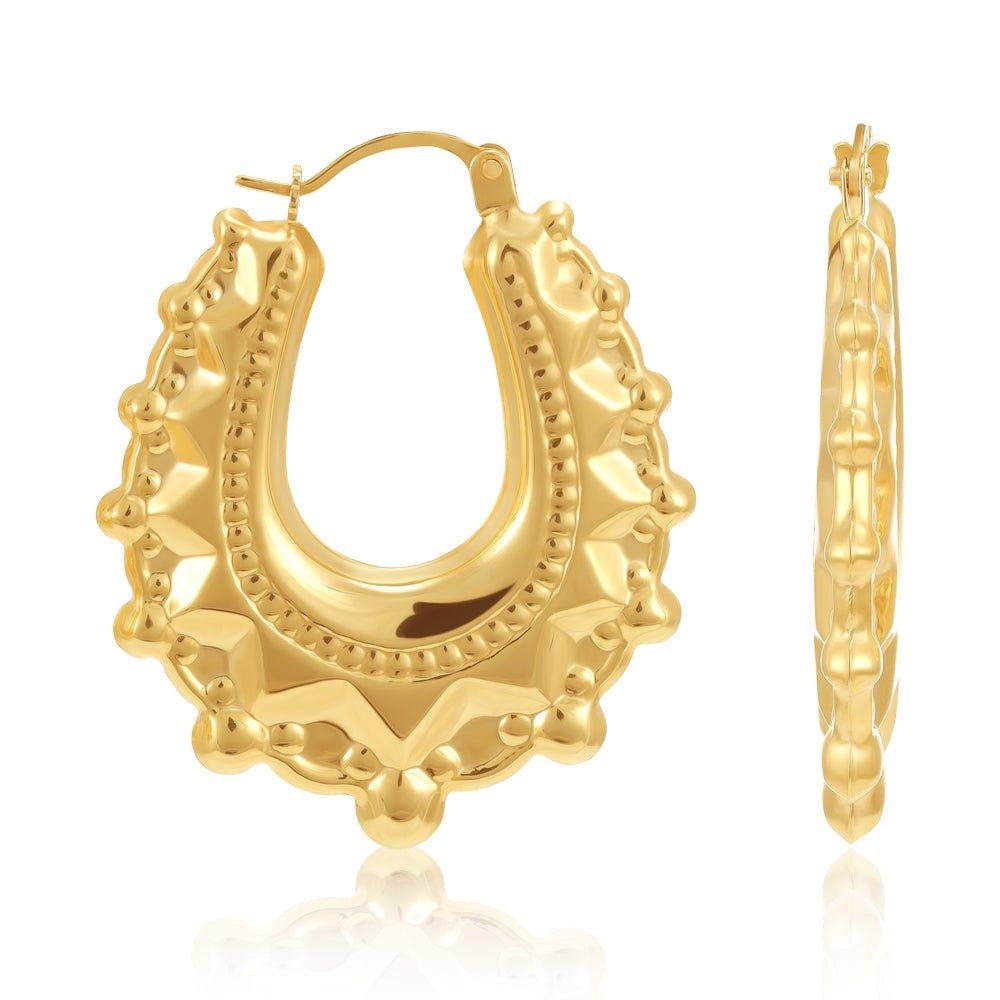 Yellow Gold Oval Spike Creole