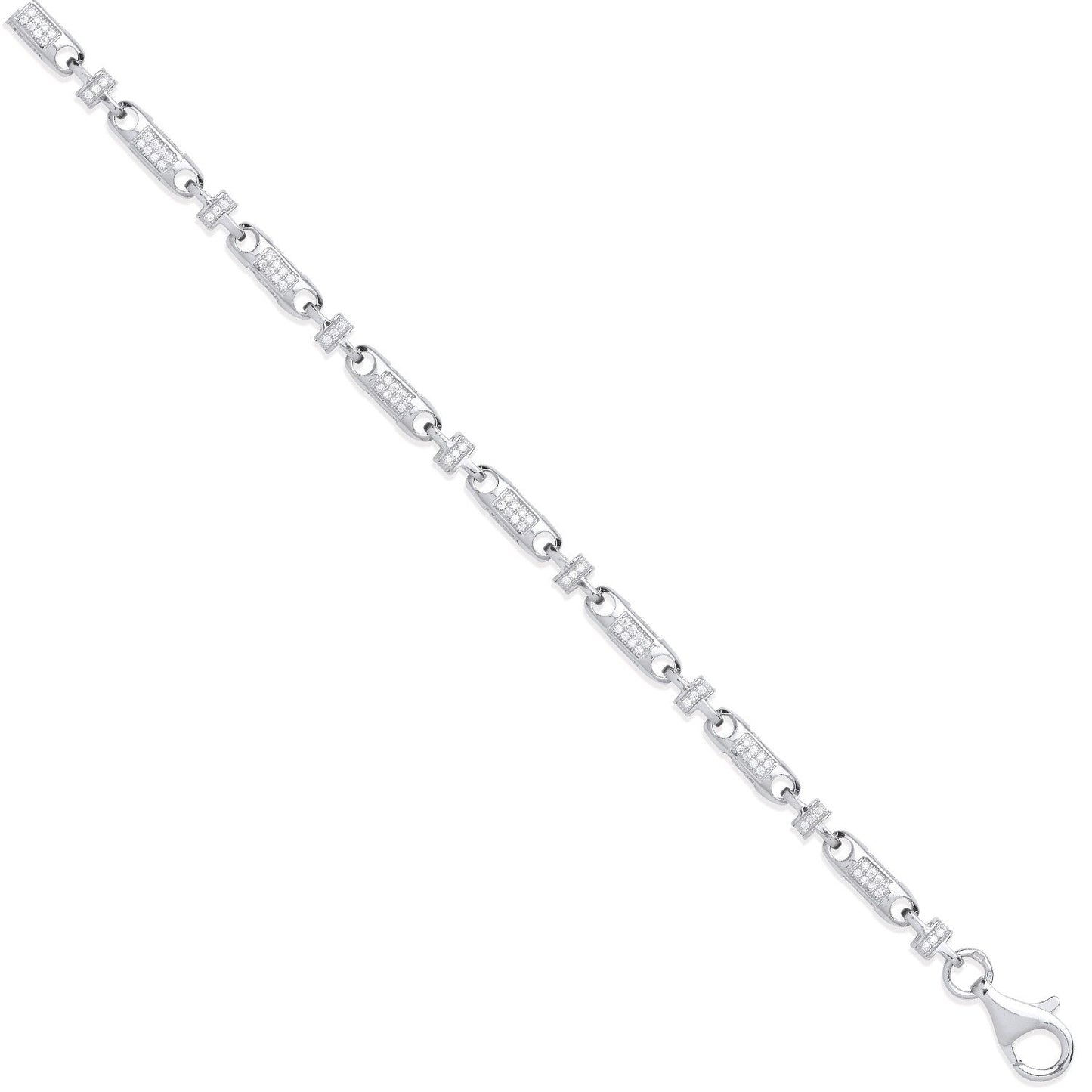 Silver 5.3mm Fancy Links Cubic Zirconia Chain/Bracelet