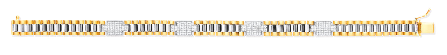Yellow & White Gold 8mm Fancy Link Cubic Zirconia Baby/Ladies/Gents Bracelet
