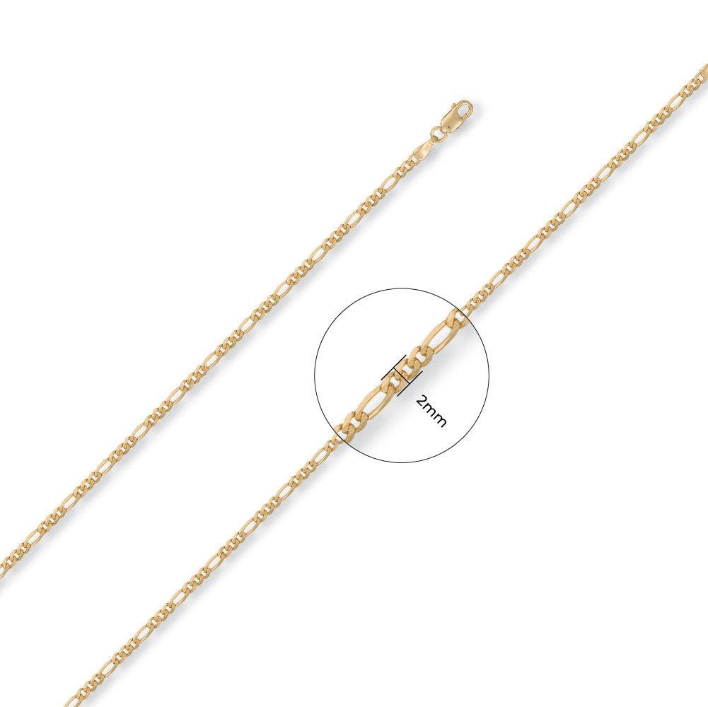 Yellow Gold 2.2mm Figaro Chain