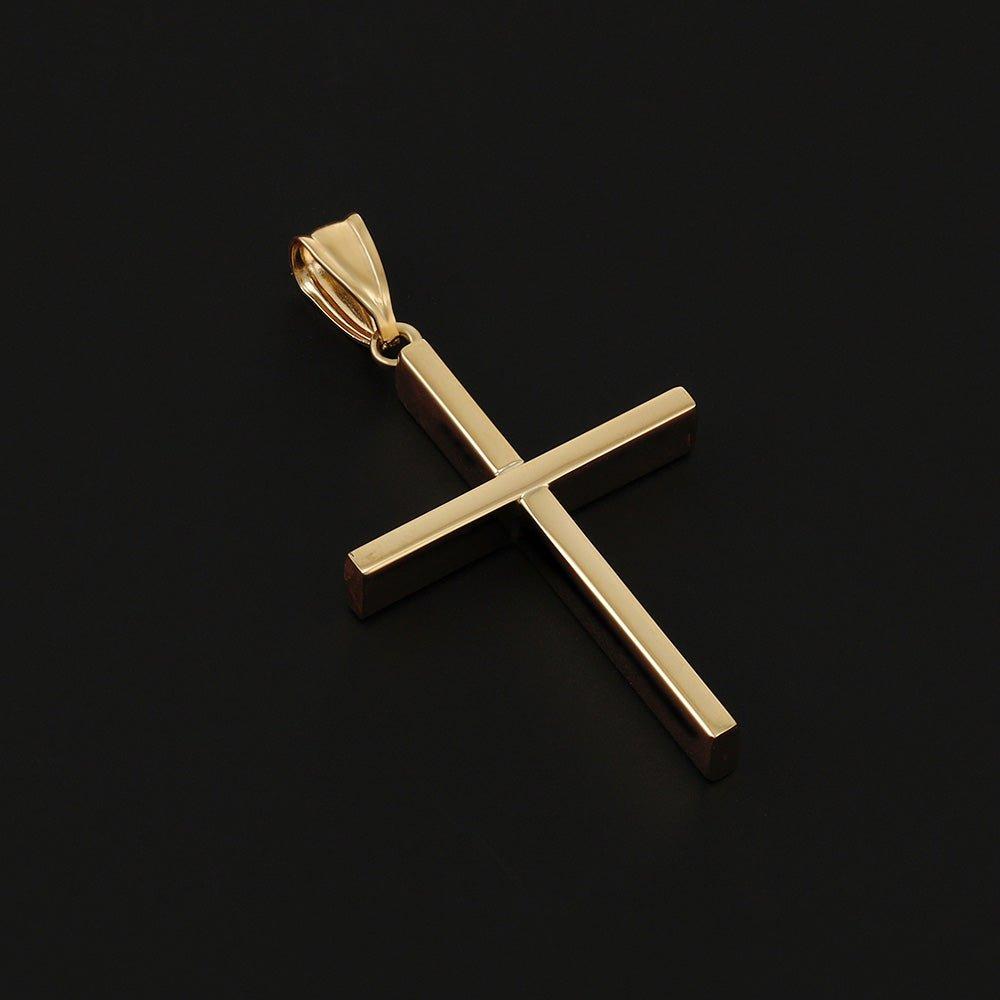 Yellow Gold Plain Hollow Cross - 19.7mm