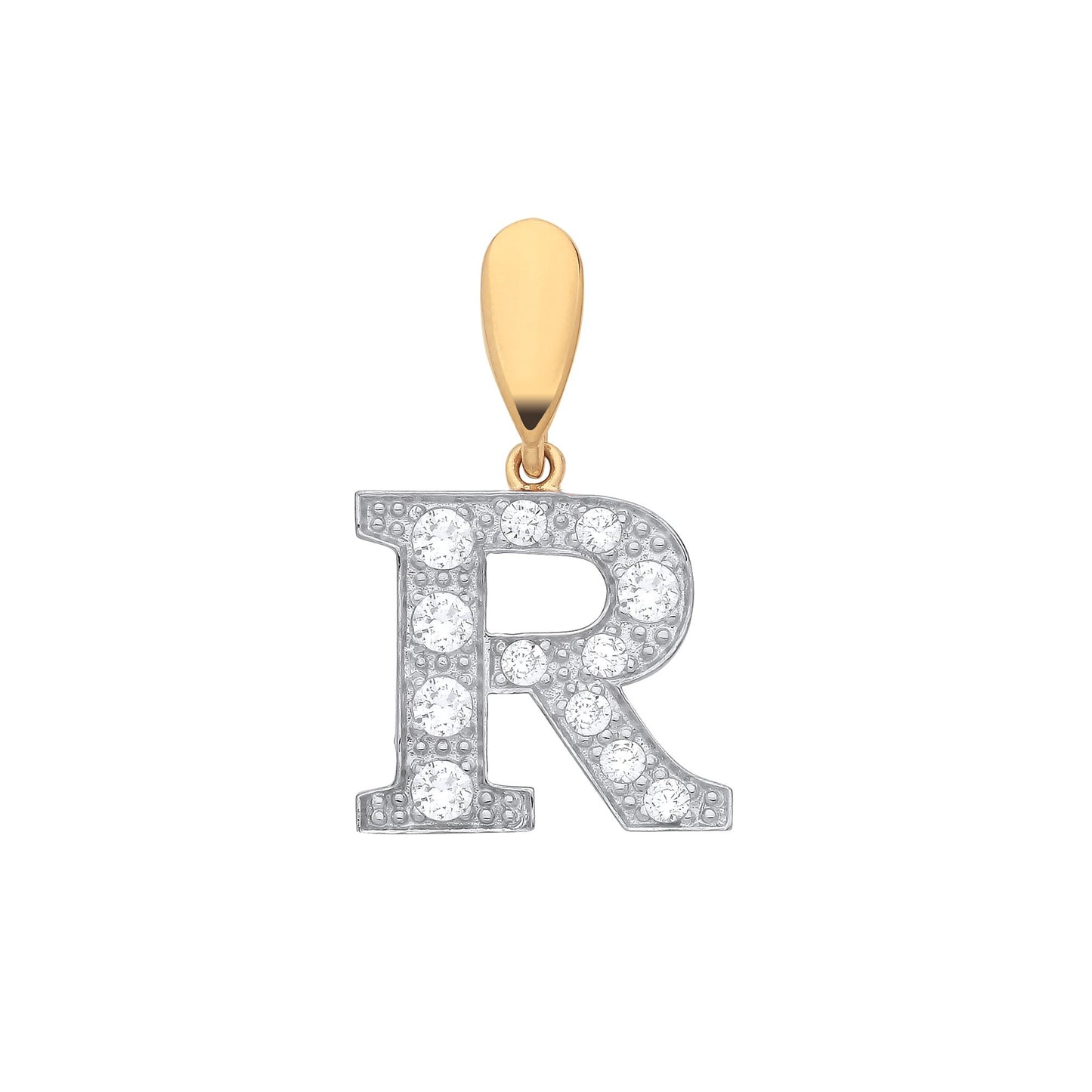 Yellow Gold Large Cubic Zirconia Initial Pendants