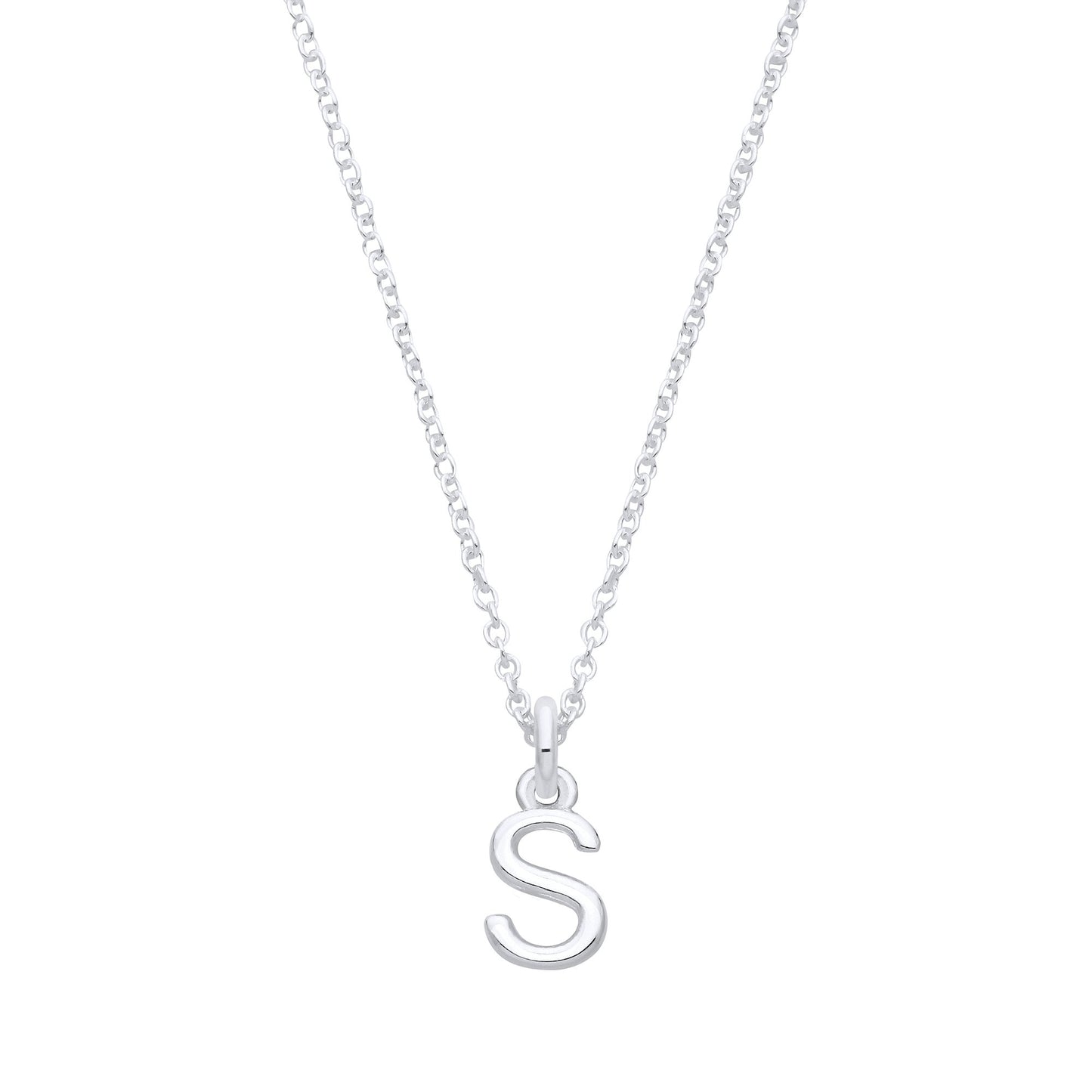 Silver Small Plain Initial 16" + 1" Necklace