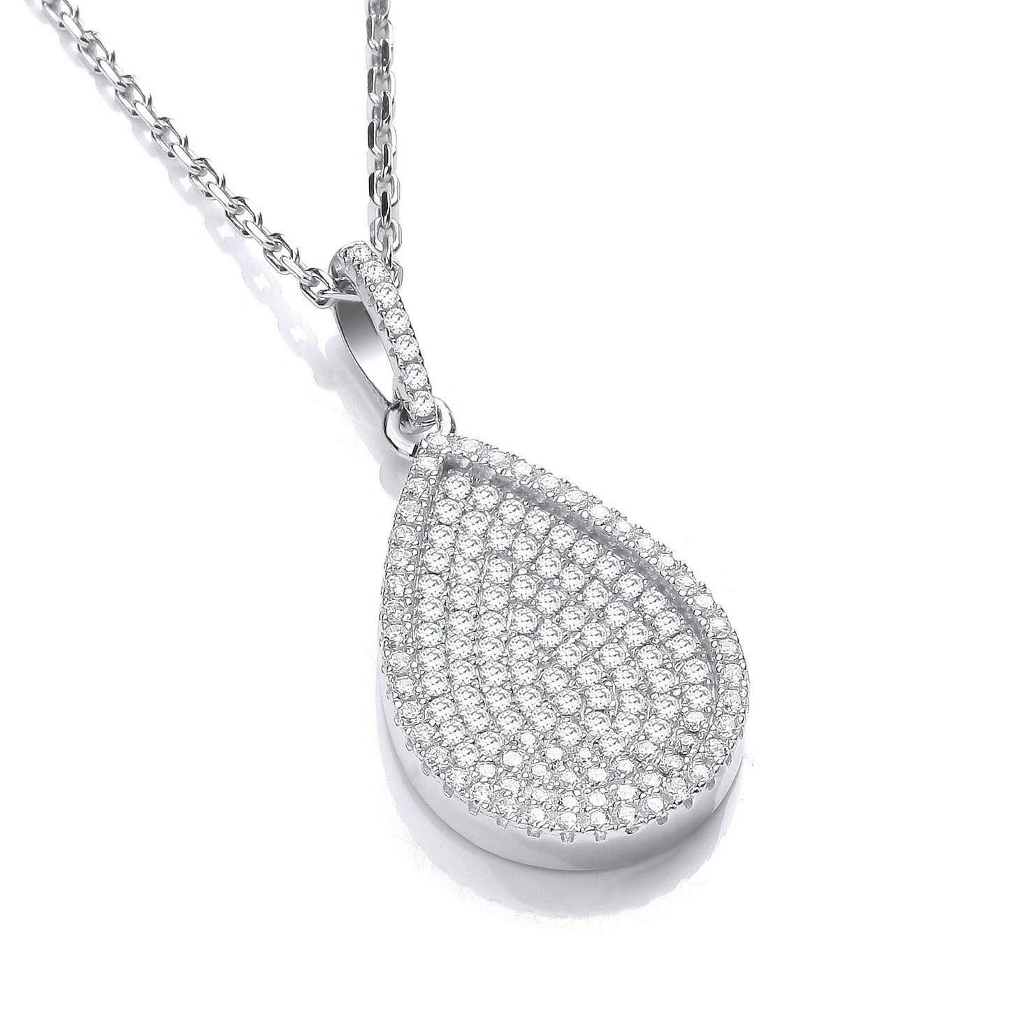 Micro Pave Pear Shape Pendant with 18" Chain - 14mm (HNN-0D4B29)