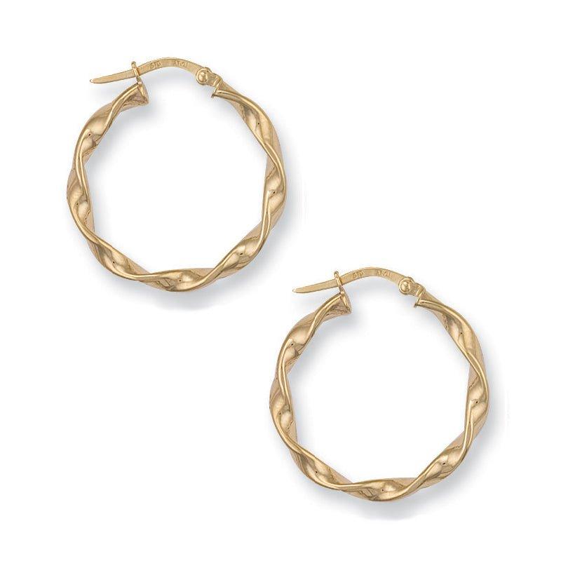 Yellow Gold 26mm Twisted Hoop Earrings - 1.2g