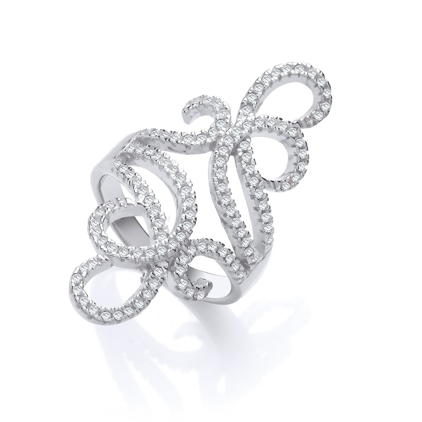 Silver Fancy Cubic Zirconia Long Top Ring