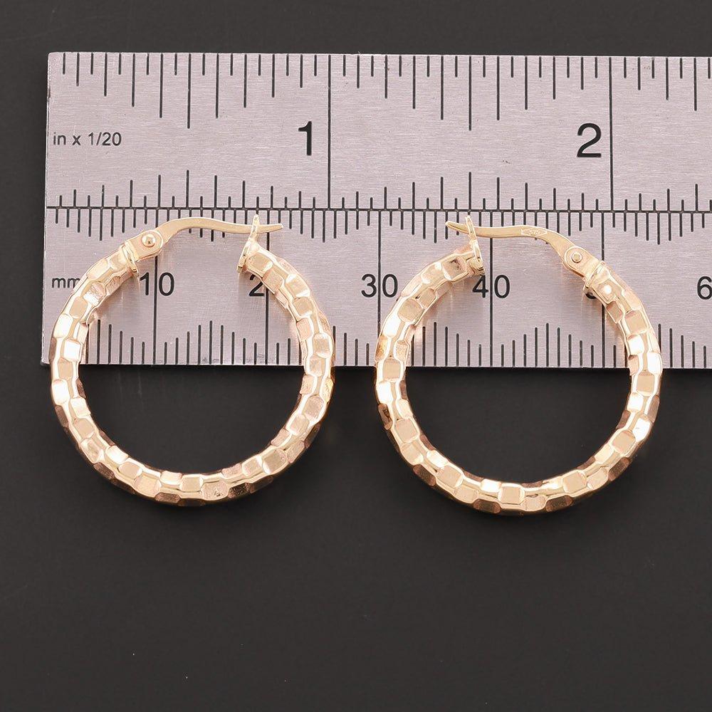 Yellow Gold 25.8mm Fancy Hoop Earrings