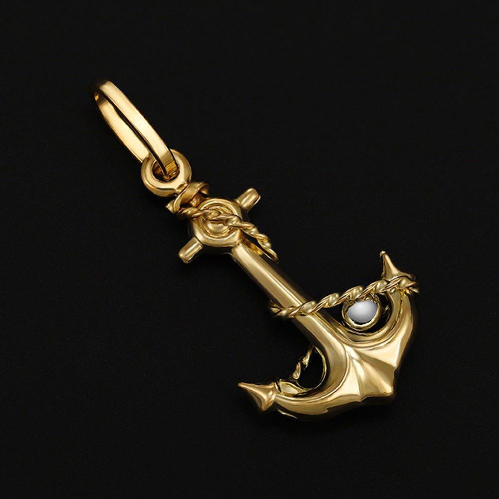 Yellow Gold Anchor Pendant - 12mm
