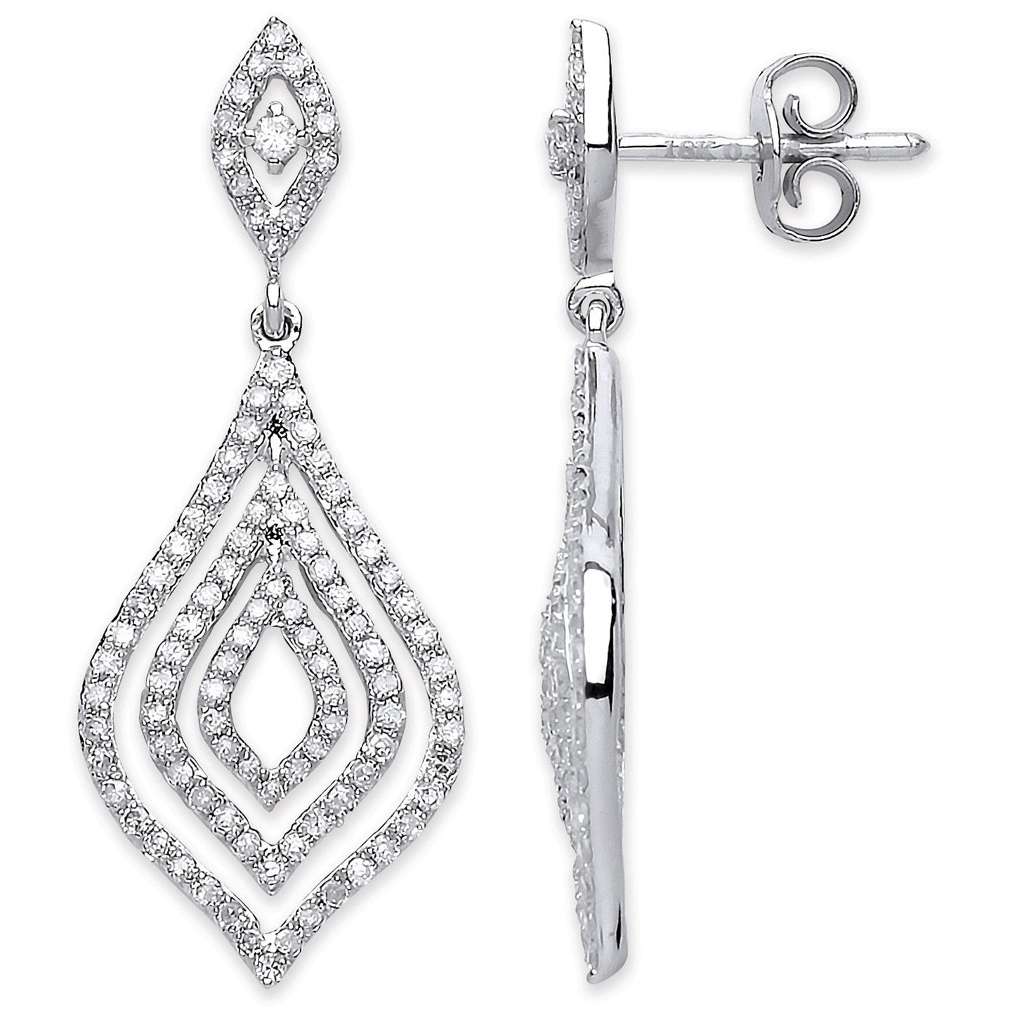 18ct White Gold 0.75ct Dia Drop Earrings (HNN-4DE8BC)