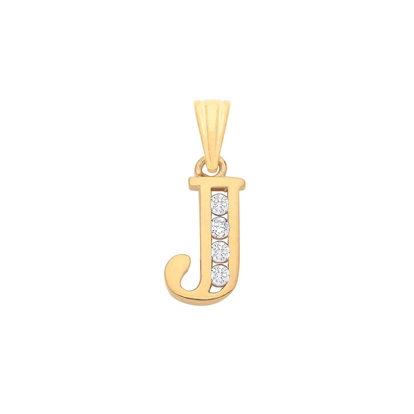 Yellow Gold Channel Set Cubic Zirconia Initial Pendants