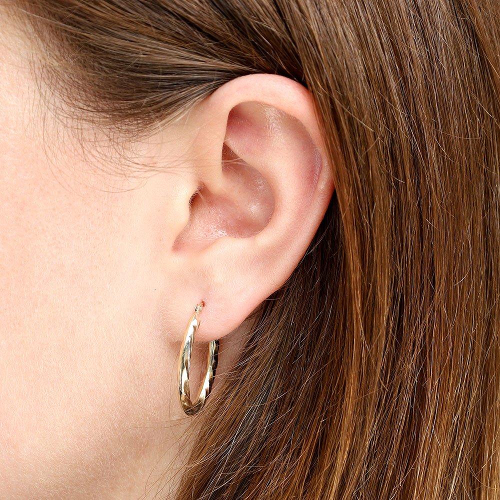Yellow, White & Rose Gold Oval Twist Earrings
