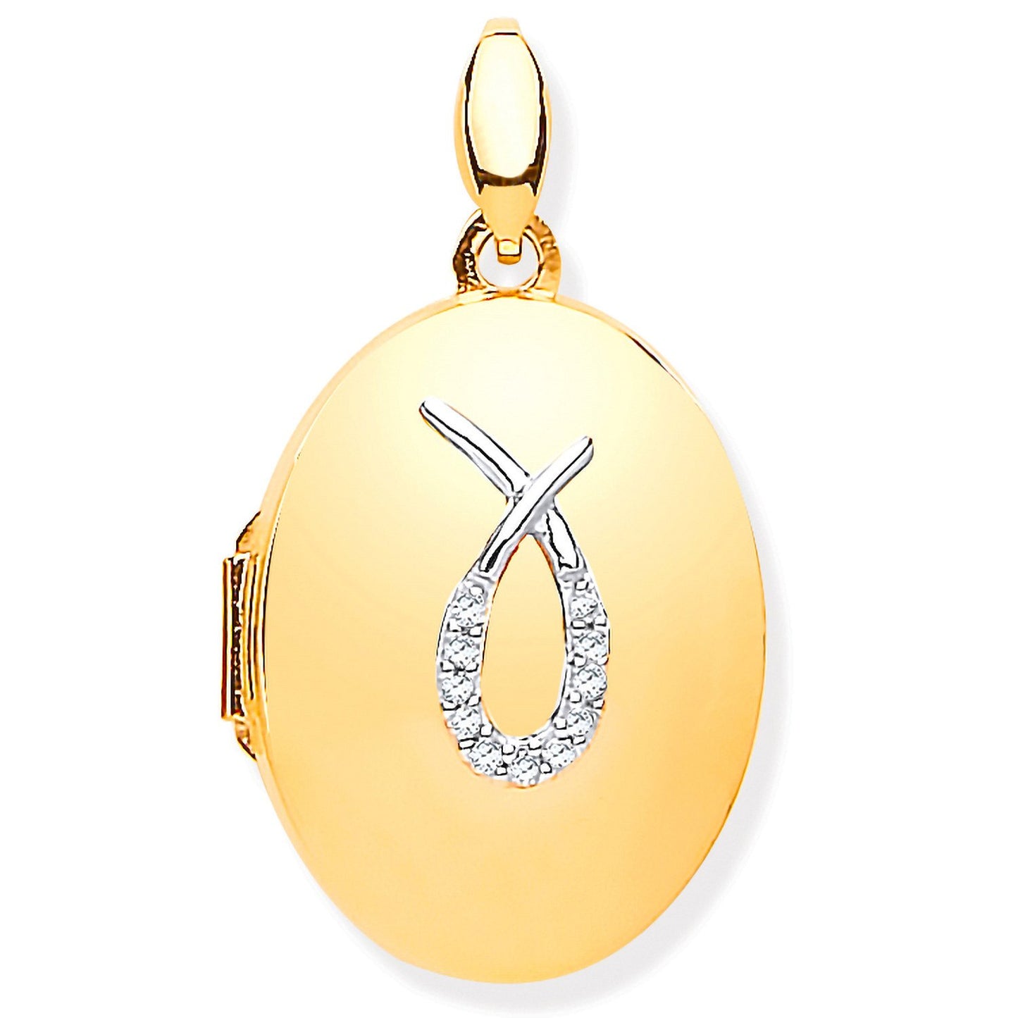 Yellow Gold & Diamonds Oval Locket (HNN-91DD7C)