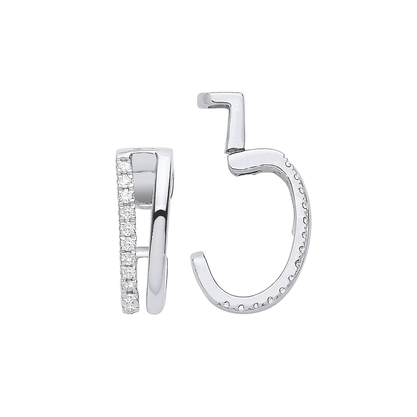 9ct White Gold 0.08ct Single Cuff Earring