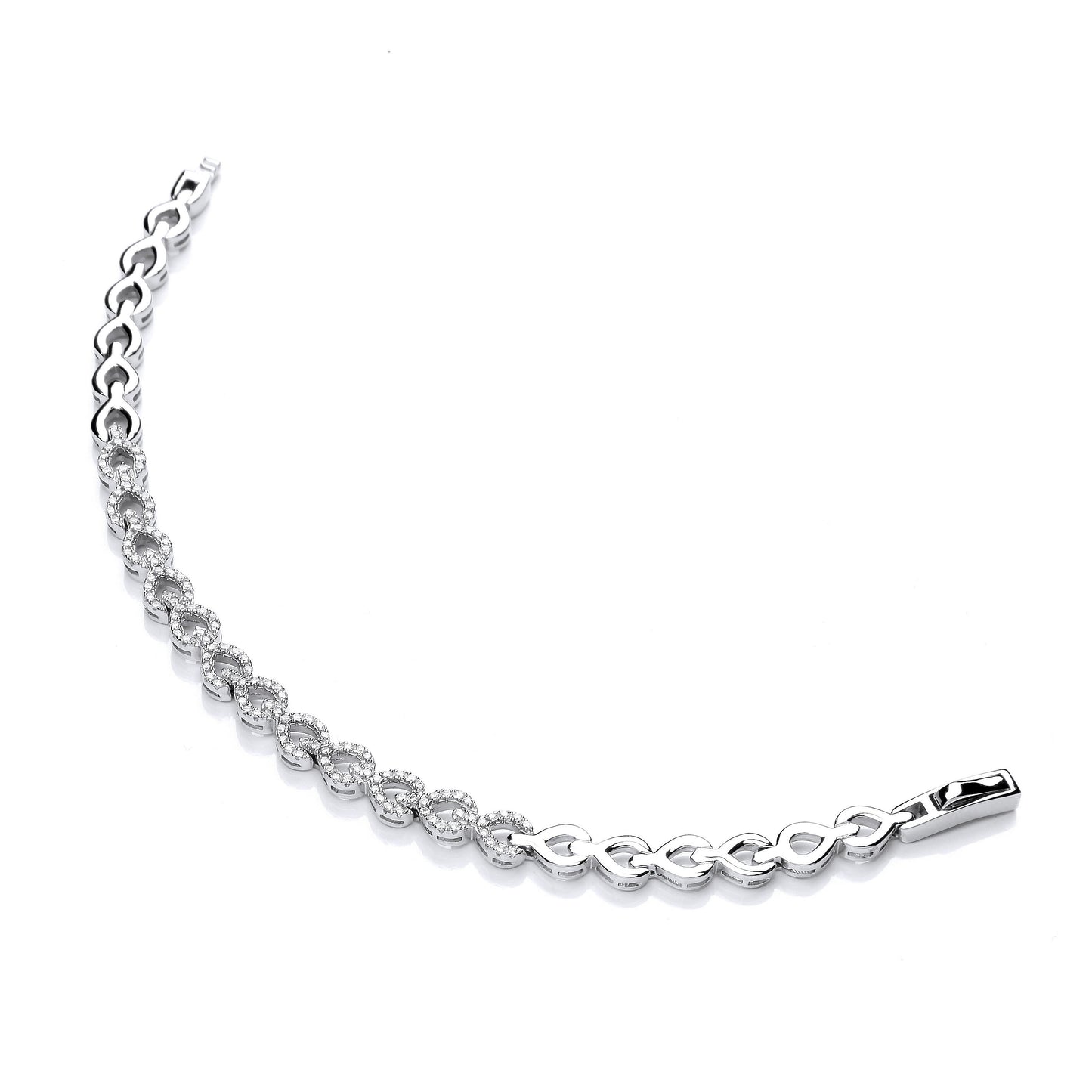 Silver Cubic Zirconia Teardrop Link Ladies Silver Bracelet