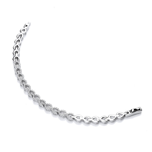 Silver Cubic Zirconia Teardrop Link Ladies Silver Bracelet
