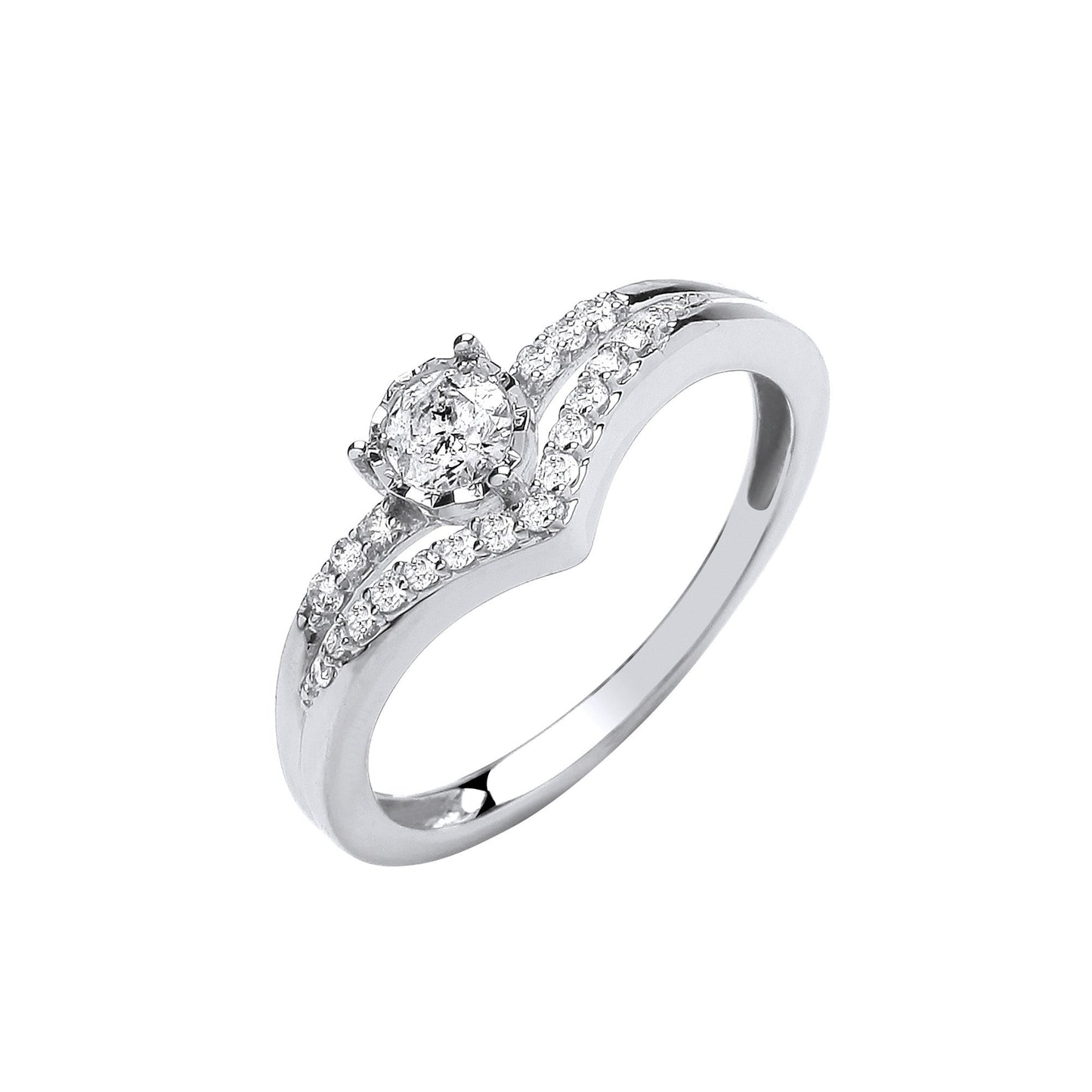 9ct White Gold 0.33ct Split shank engagement Ring
