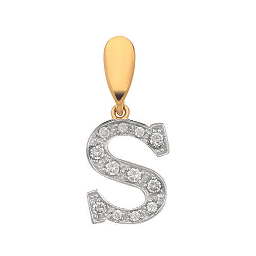 Yellow Gold Large Cubic Zirconia Initial Pendants