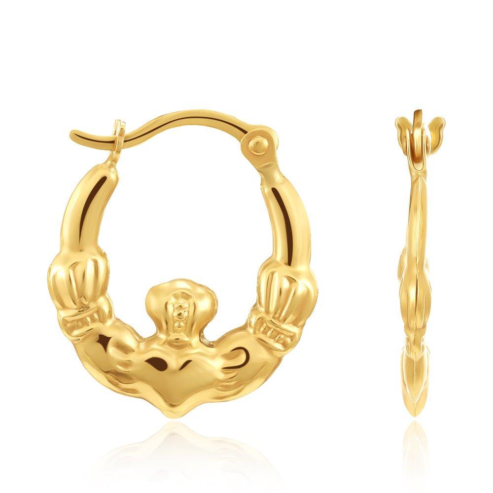 Yellow Gold Claddagh Creoles