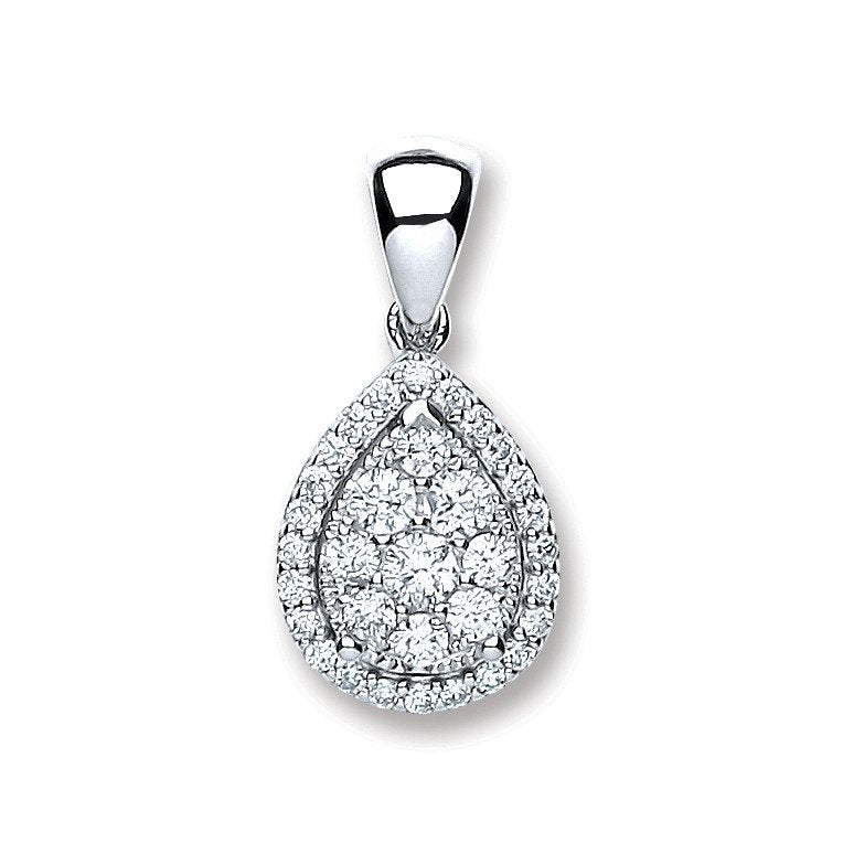 18ct White Gold 0.40ct Diamond Pear Shoulder Pendant
