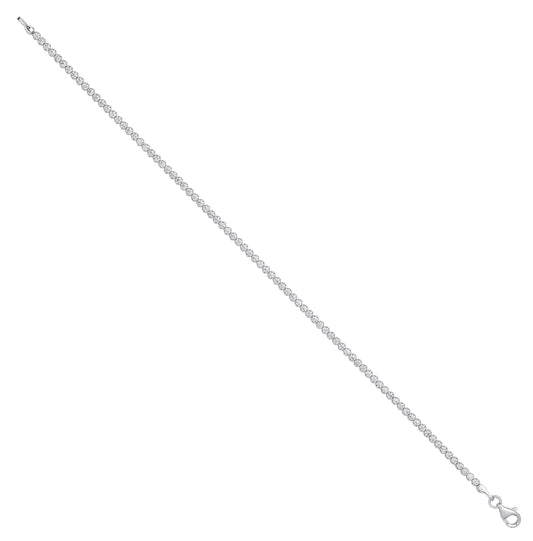 White Gold 2.1mm Round Cubic Zirconia Ladies Tennis Bracelet