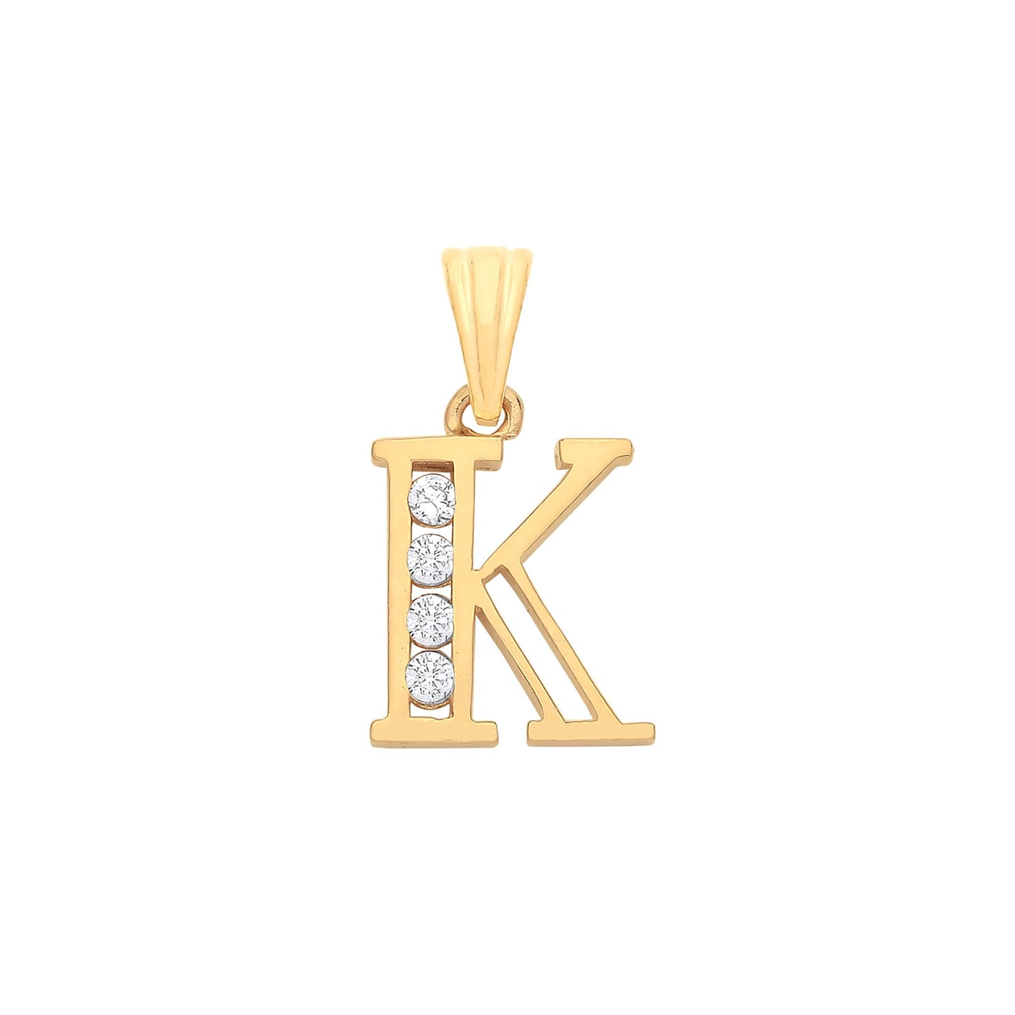 Yellow Gold Channel Set Cubic Zirconia Initial Pendants