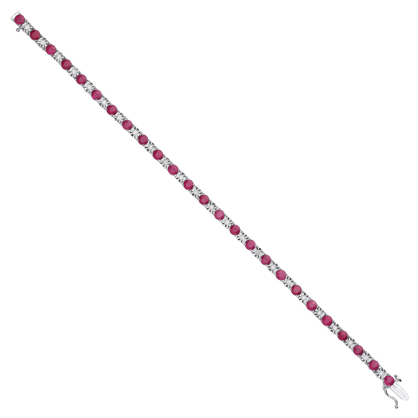 18ct White Gold 0.54ct Diamond & 5.38ct Ruby Bracelet