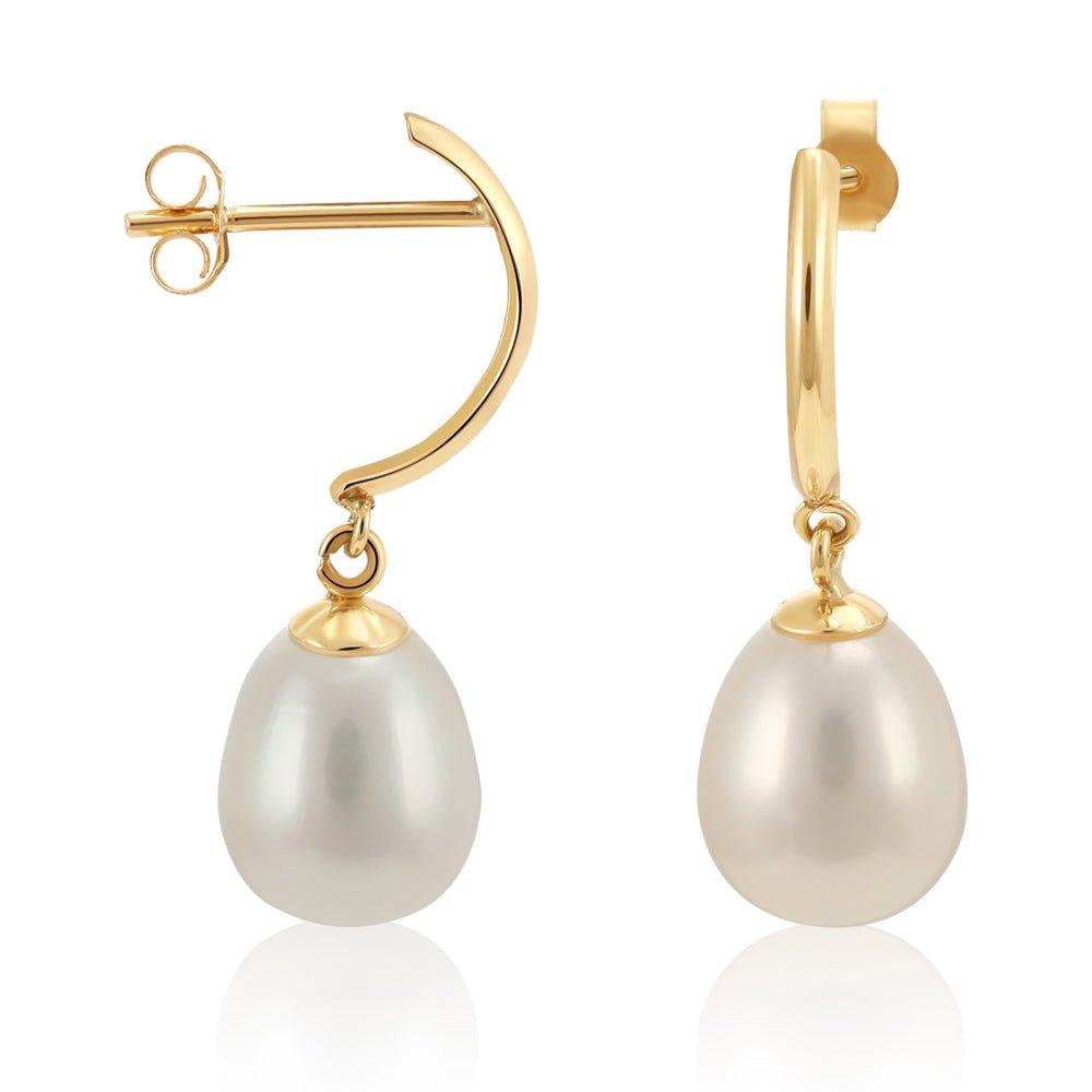 9ct Yellow Gold Freshwater Pearl Drop Studs