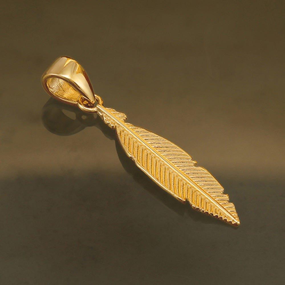 Yellow Gold Feather Leaf Pendant
