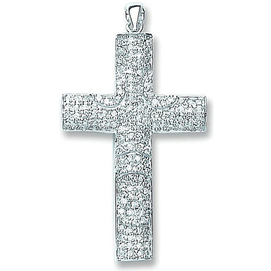 Silver Pave Set Cubic Zirconia Cross