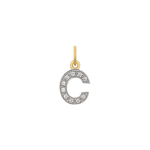 Yellow Gold Small Cubic Zirconia Initial Pendants