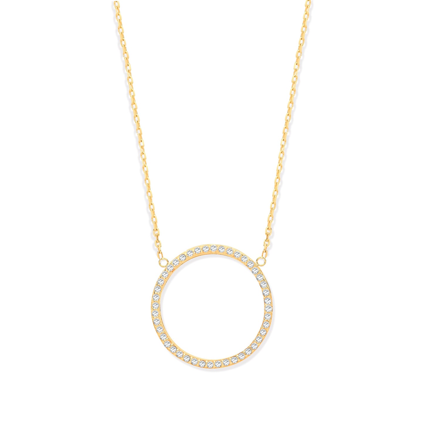 9ct Yellow Gold Circle of Life Cubic Zirconia Pendant 17" Chain