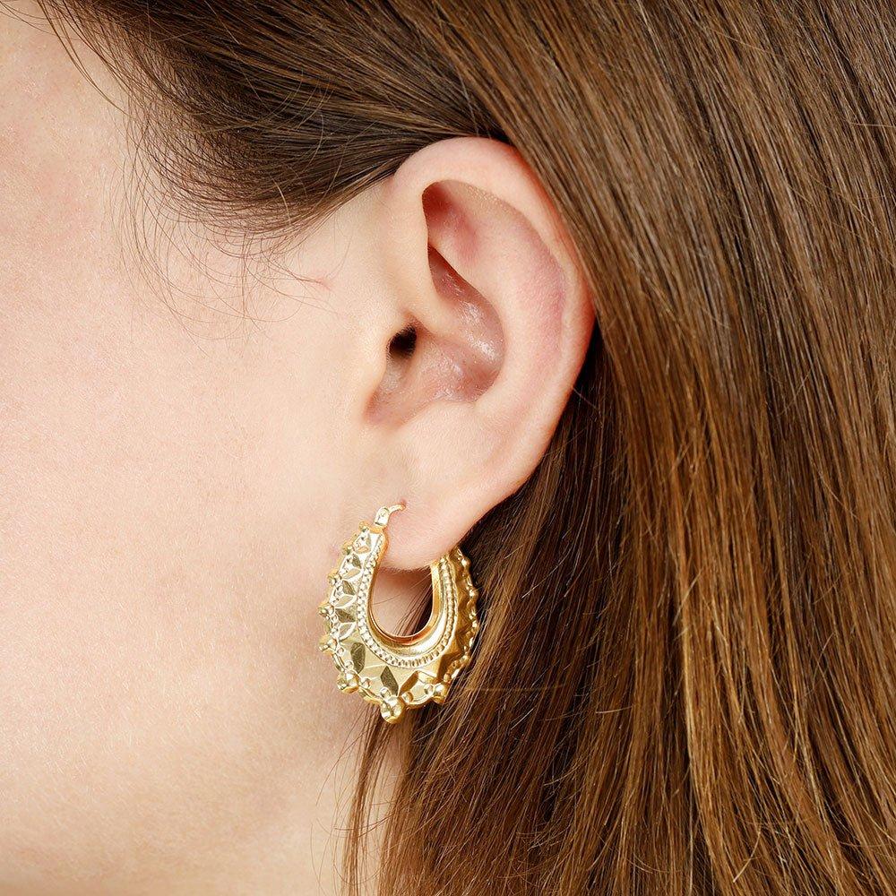 Yellow Gold Oval Spike Creole
