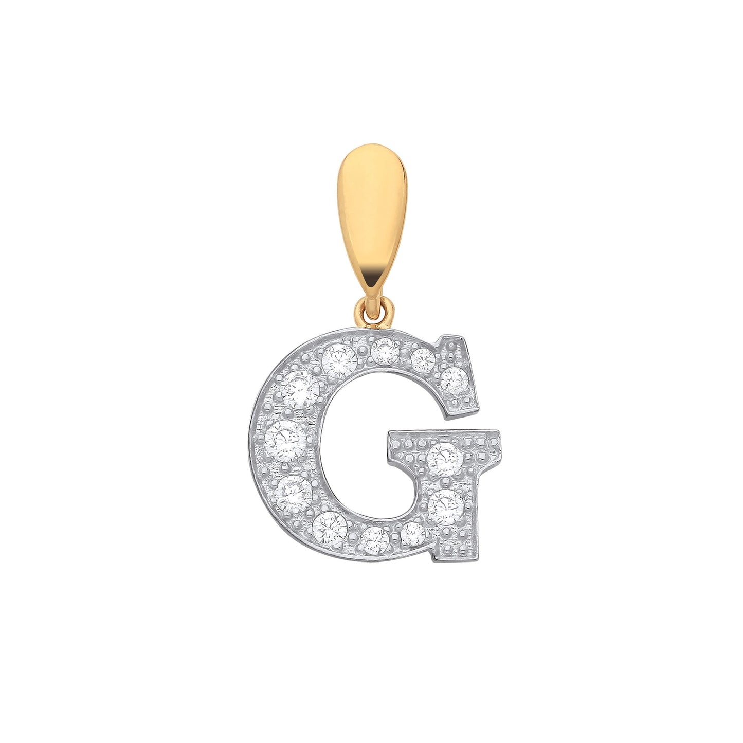 Yellow Gold Large Cubic Zirconia Initial Pendants