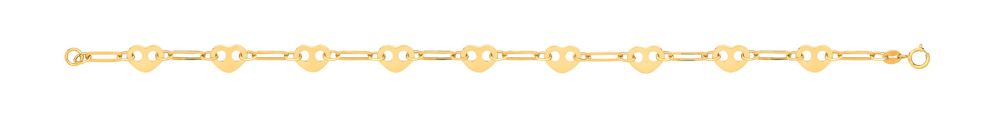 Yellow Gold Hearts Ladies Bracelet