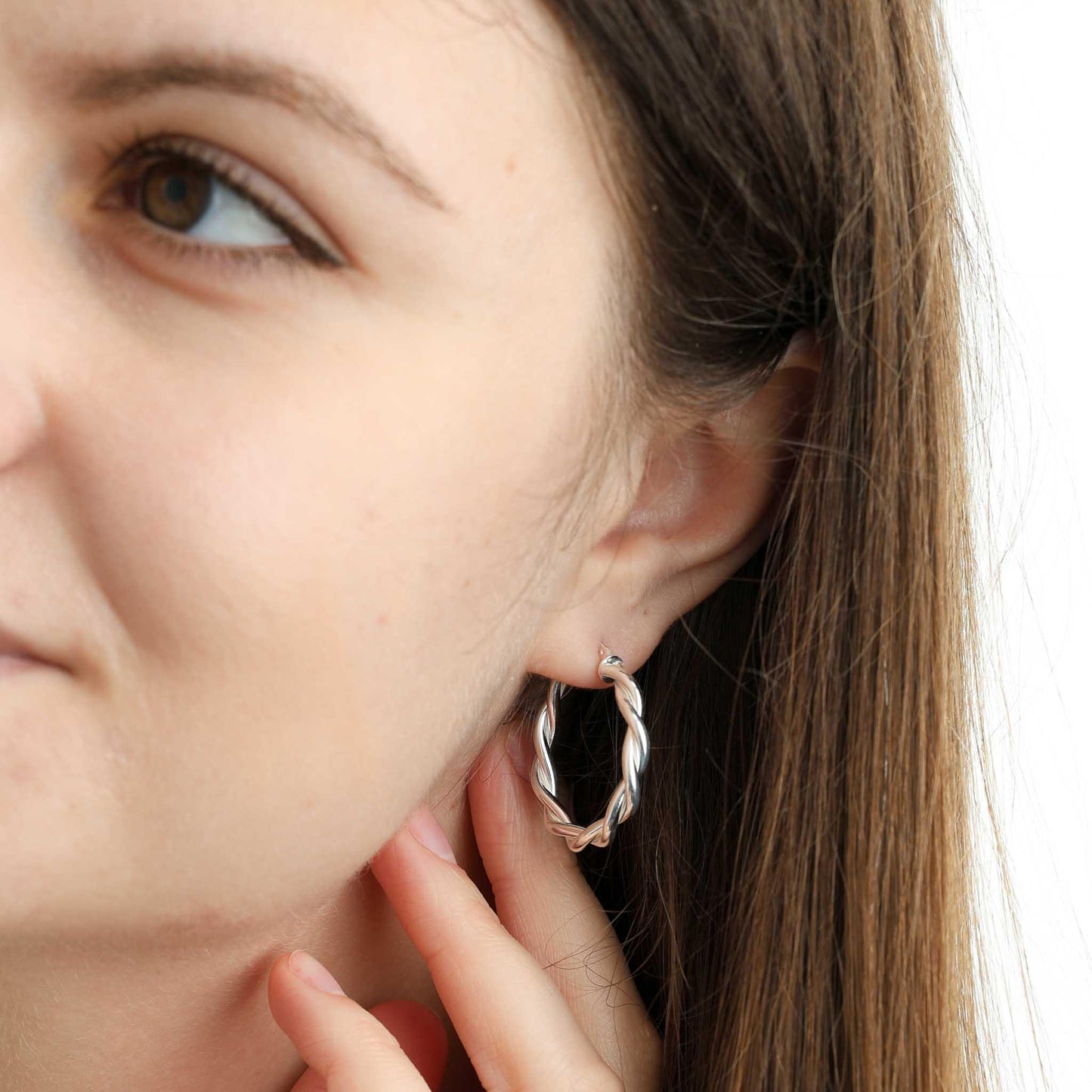 Silver Twist Hoop 25mm Earrings
