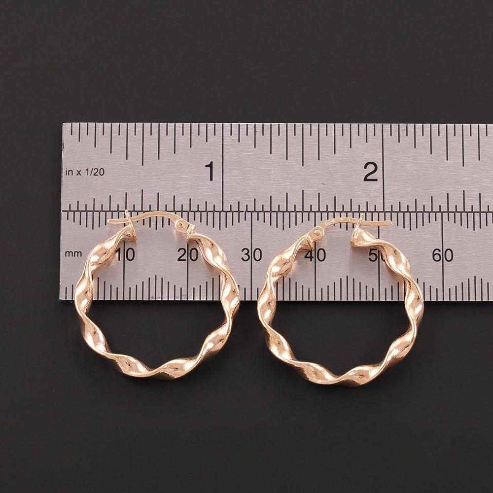 Yellow Gold 26mm Twisted Hoop Earrings - 1.2g