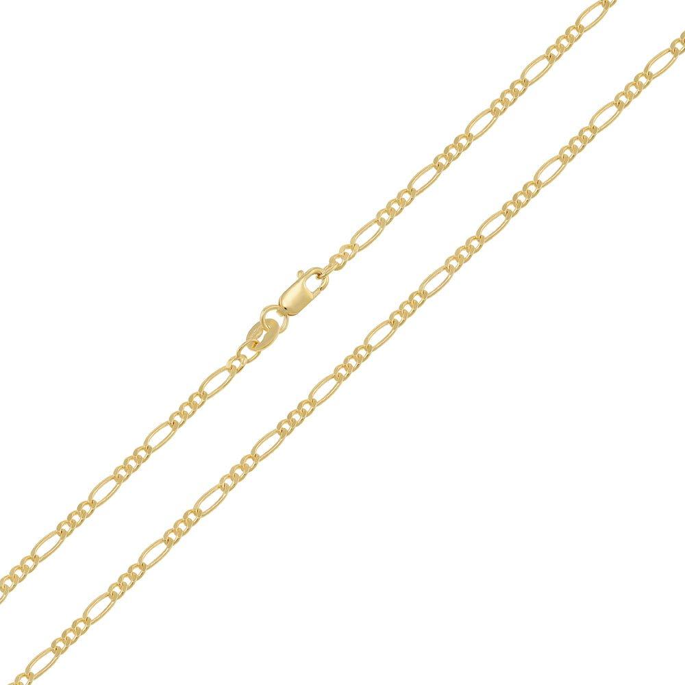 Yellow Gold 2.2mm Hollow Figaro Chain